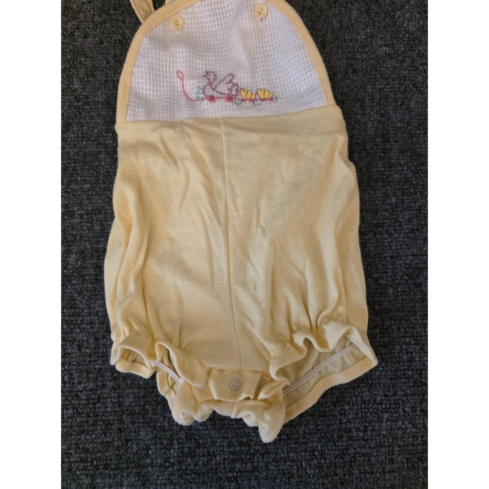 Vtg Garanimals Romper Girls 24 Mos Yellow Halter Duck Chick Embroidered USA